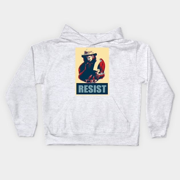 Smokey Says "Resist" Kids Hoodie by archosiris